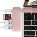 Satechi MacBook 12 in Type-C USB 3.0 Combo Hub Adaptr (Pembe Altn)