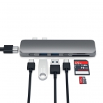 Satechi MacBook Pro 13 ve 15 in Alminyum Type-C Pro Hub Adaptr (Space Gray)