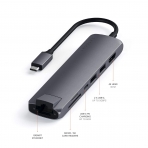 Satechi 7 Balantl USB C Alminyum Hub Adaptr (Space Gray)