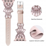 Secbolt Bling Serisi Apple Watch 7 Deri Kay (41mm)(L)-Rose Gold