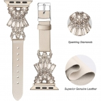 Secbolt Bling Serisi Apple Watch 7 Deri Kay (41mm)(S)-Beige