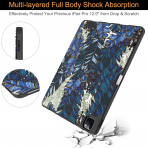 Soke Kalem Blmeli iPad Air M2 Klf (13 in)-Blue Plume