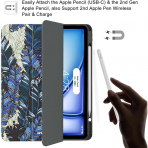Soke Kalem Blmeli iPad Air M2 Klf (13 in)-Blue Plume