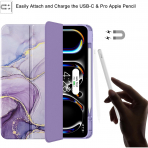 Soke Kalem Blmeli iPad Pro M4 Klf (13 in)-Lilac Marble 