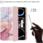 Soke Kalem Blmeli iPad Pro M4 Klf (13 in)-Dreamy Marble 