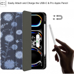 Soke Kalem Blmeli iPad Pro M4 Klf (13 in)-Bule Daisy