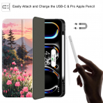 Soke Kalem Blmeli iPad Pro M4 Klf (13 in)-Pink Sunset 