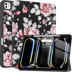 Soke Kalem Blmeli iPad Pro M4 Klf (13 in)-Pink Rose