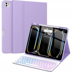 Soke Kalem Blmeli iPad Pro M4 Klavyeli Klf (13 in)-Lilac