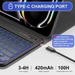 Soke Kalem Blmeli iPad Pro M4 Klavyeli Klf (13 in)-Black