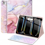Soke Kalem Blmeli iPad Pro M4 Klavyeli Klf (13 in)-Dreamy Marble 