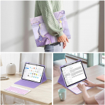 Soke Kalem Blmeli iPad Pro M4 Klavyeli Klf (13 in)-Lilac Marble 