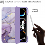Soke iPad Pro M4 Kalem Blmeli Klf (11 in)-Lilac Marble 