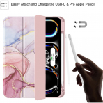 Soke iPad Pro M4 Kalem Blmeli Klf (11 in)-Dreamy Marble 