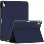 Soke iPad Air 4 Kalem Blmeli Klf (10.9 in)-Navy