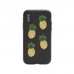 Sonix Apple iPhone X Deri Klf ve Cam Ekran Koruyucu (MIL-STD-810G)-Pineapple