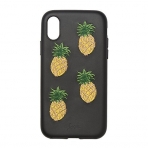 Sonix Apple iPhone X Deri Klf ve Cam Ekran Koruyucu (MIL-STD-810G)-Pineapple