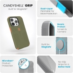Speck Apple iPhone 15 Pro CandyShell Grip Serisi Klf (MIL-STD-810G)-Bush Green