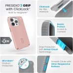 Speck Apple iPhone 15 Pro Presidio2 Grip Serisi Klf (MIL-STD-810G)-Pink