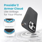 Speck Apple iPhone 15 Pro Max Presidio2 Grip Serisi Klf (MIL-STD-810G)-Grey