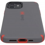 Speck iPhone 12 CandyShell Pro Serisi Klf (MIL-STD-810G)-Moody Grey/Turbo Red