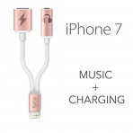 Sprtjoy iPhone 7 / 7 Plus 2'si 1 arada Lightning to 3.5mm Aux Adaptr-Rose Gold