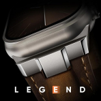 Suitisbest Apple Watch 11/10 Uyumlu Deri Kay�� -Titanium/Classic Retro Walnut