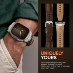 Suitisbest Apple Watch 11/10 Uyumlu Deri Kay�� -Titanium/Classic Retro Walnut