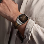 Suitisbest Apple Watch 11/10 Uyumlu Deri Kay�� -Titanium/Classic Retro Walnut