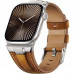 Suitisbest Apple Watch 11/10 Uyumlu Deri Kay�� -Titanium/Retro Brown
