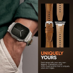 Suitisbest Apple Watch 11/10 Uyumlu Deri Kay�� -Titanium/Retro Brown