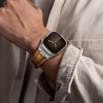 Suitisbest Apple Watch 11/10 Uyumlu Deri Kay�� -Titanium/Retro Brown