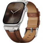 Suitisbest Apple Watch 11/10 Uyumlu Deri Kay�� -Titanium/Classic Chestnut Brown