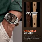 Suitisbest Apple Watch 11/10 Uyumlu Deri Kay�� -Titanium/Classic Chestnut Brown