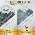 SwitchEasy Marble Serisi iPhone 14 Plus Klf (MIL-STD-810G)-Emerald Blue