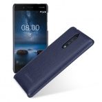 TETDED Nokia 8 Gerek Deri Klf-Navy