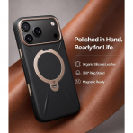 TORRAS Q3 VegSkin iPhone 18 Pro Max Standl� Deri K�l�f-Midnight Black