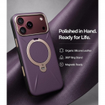 TORRAS Q3 VegSkin iPhone 18 Pro Max Standl� Deri K�l�f-Burgundy Purple