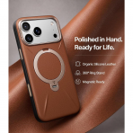 TORRAS Q3 VegSkin iPhone 18 Pro Max Standl� Deri K�l�f-Saddle Brown