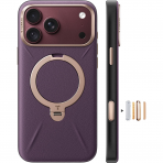TORRAS Q3 VegSkin iPhone 18 Pro Max Standl� Deri K�l�f-Burgundy Purple