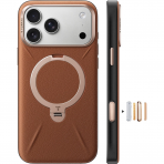 TORRAS Q3 VegSkin iPhone 18 Pro Max Standl� Deri K�l�f-Saddle Brown