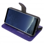 Tauri Galaxy S8 Plus Kickstand Deri Czdan Klf-Purple