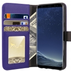 Tauri Galaxy S8 Plus Kickstand Deri C�zdan K�l�f-Purple
