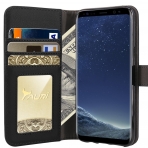 Tauri Galaxy S8 Plus Kickstand Deri C�zdan K�l�f-Black