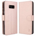 Tauri Galaxy S8 Plus Kickstand Deri C�zdan K�l�f-Rose Gold