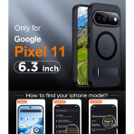 Temdan Google Pixel 11 Uyumlu Manyetik Standl� K�l�f-Black