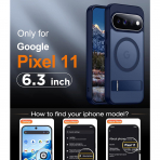 Temdan Google Pixel 11 Uyumlu Manyetik Standl� K�l�f-Blue