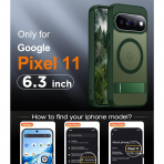 Temdan Google Pixel 11 Uyumlu Manyetik Standl� K�l�f-Green
