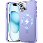 Temdan Manyetik iPhone 15 Klf -Purple 