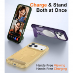 Temdan Manyetik iPhone 18 Pro Standl� K�l�f-Light Brown